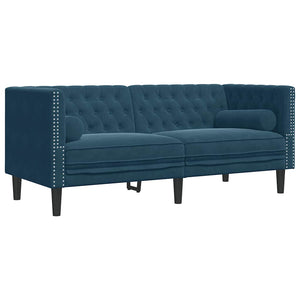 3-teiliges Chesterfield Sofa Set Blau Samt