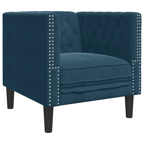3-teiliges Chesterfield Sofa Set Blau Samt