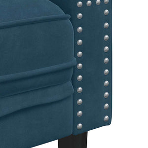 3-teiliges Chesterfield Sofa Set Blau Samt