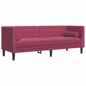 Chesterfield Sofa Set 2-teilig Rot Samt