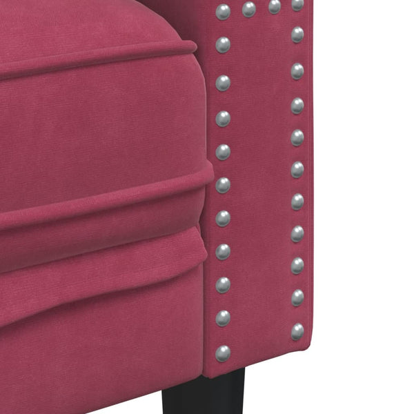 Chesterfield Sofa Set 2-teilig Rot Samt