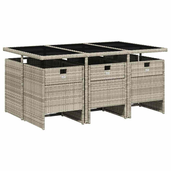 vidaXL 7-Piece Garden Dining Set with Cushions Light Grey Poly Rattan