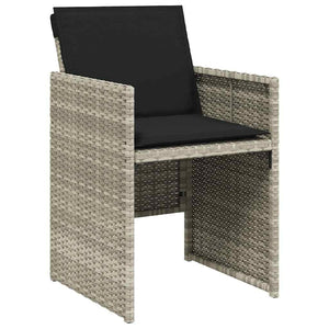 vidaXL 9-piece Garden Dining Set with Cushions Light Gray Poly Rattan