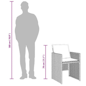 vidaXL 9-piece Garden Dining Set with Cushions Light Gray Poly Rattan