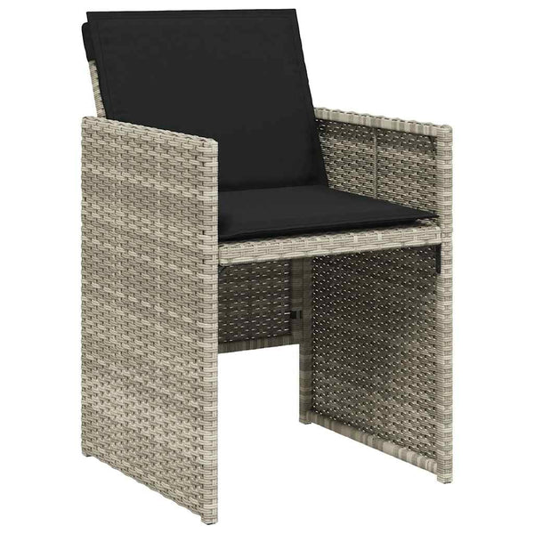vidaXL 11-Piece Garden Dining Set with Cushions Light Grey Poly Rattan