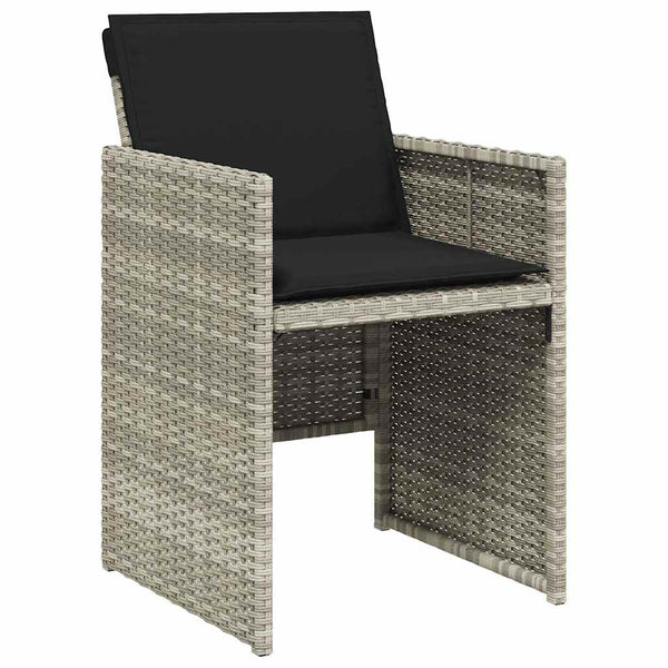 vidaXL 13-Piece Outdoor Dining Set with Cushions Light Grey Poly Rattan