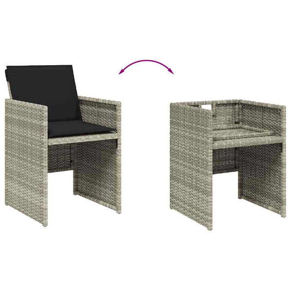 vidaXL 13-Piece Outdoor Dining Set with Cushions Light Grey Poly Rattan