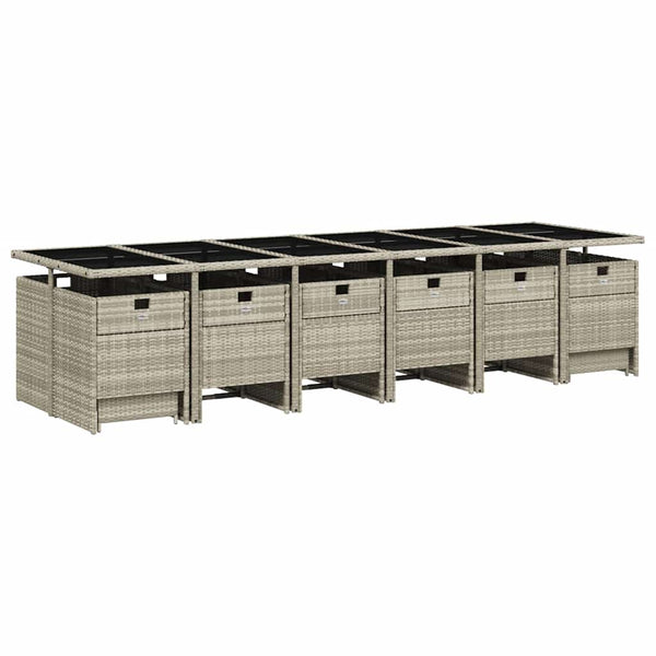 17-tlg. Garten Essgruppe Hellgrau Poly Rattan mit Kissen