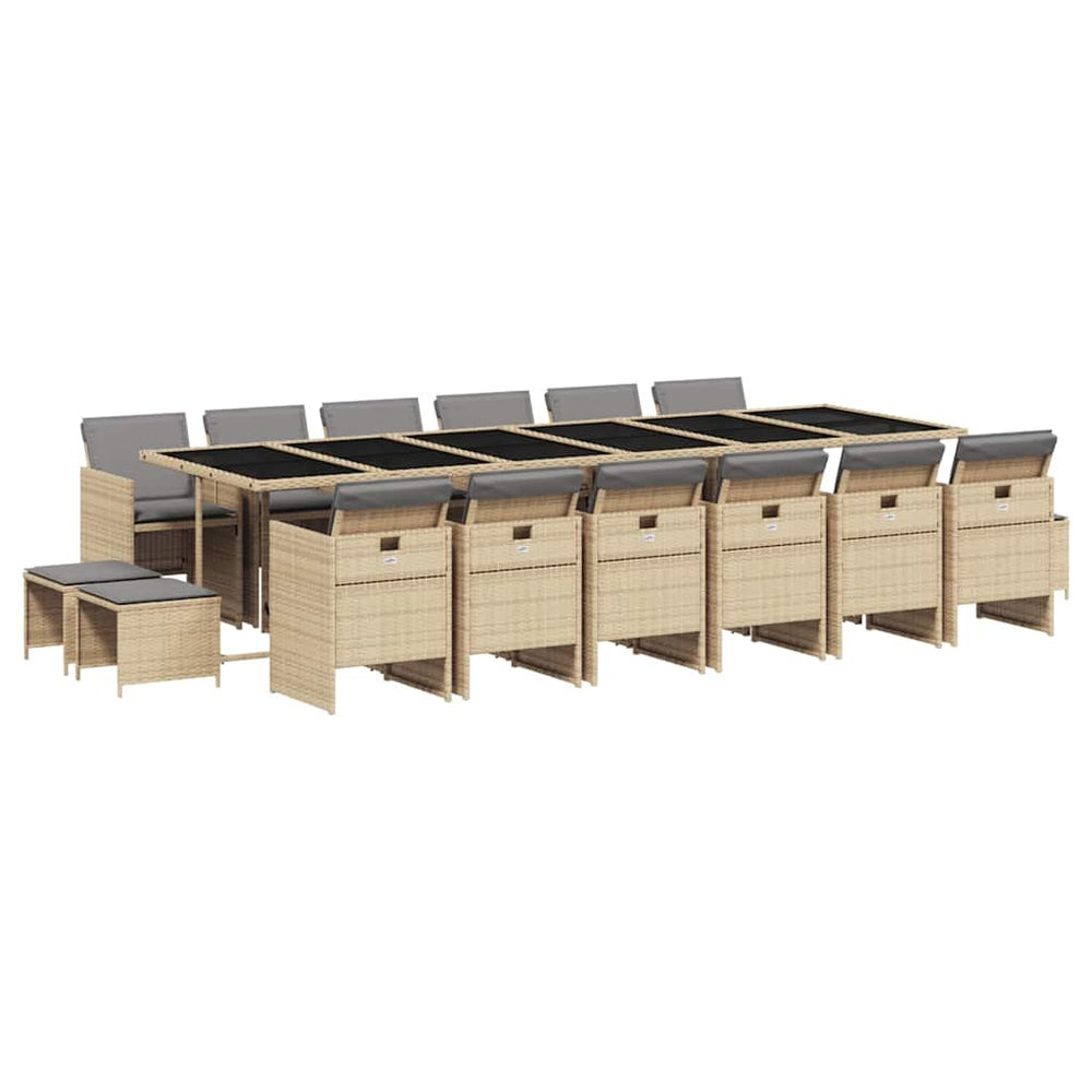 17-teilige Garten Essgruppe Poly Rattan Beige