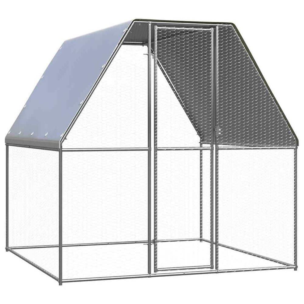 vidaXL Chicken Coop Silver and Grey 2x2x2 m Galvanized Steel