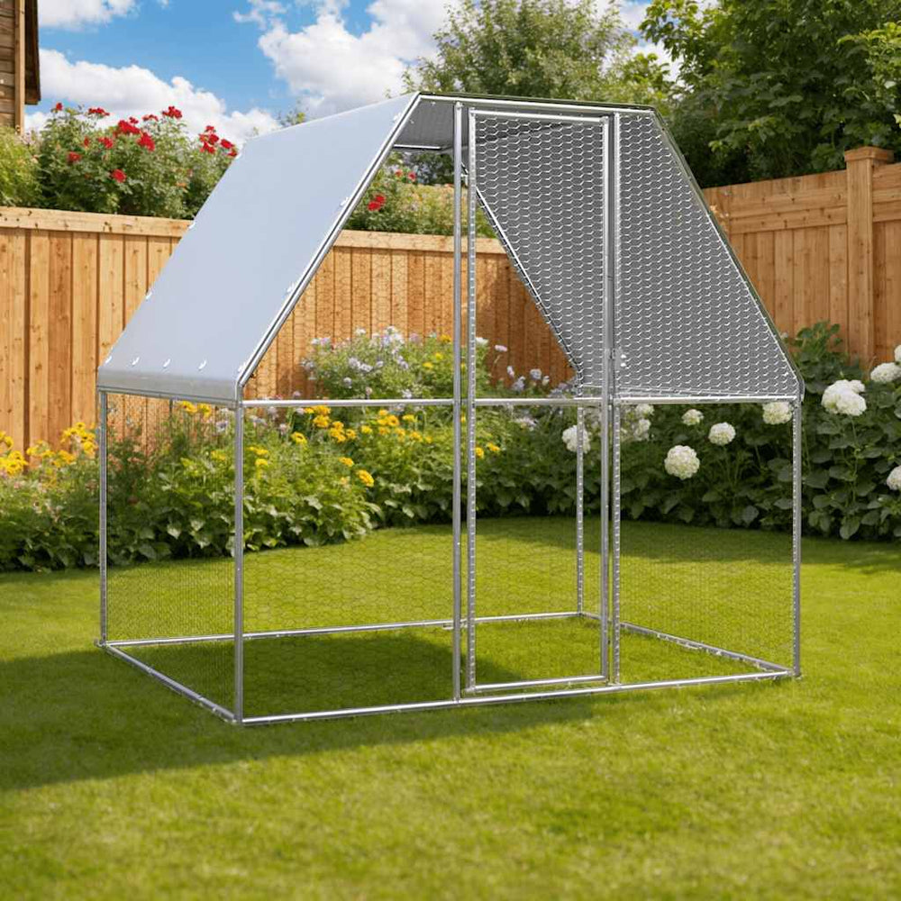 vidaXL Chicken Coop Silver and Grey 2x2x2 m Galvanized Steel