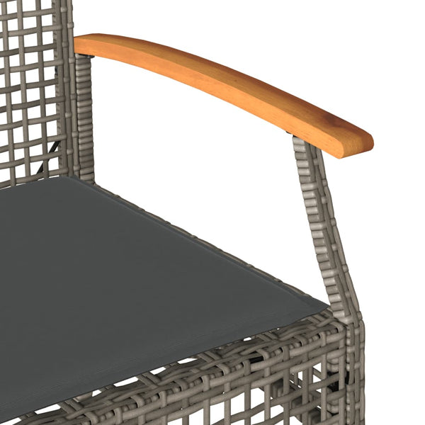 vidaXL Garden Bench with Cushions Grey Poly Rattan Acacia Wood