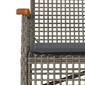 vidaXL Garden Bench with Cushions Grey Poly Rattan Acacia Wood