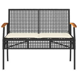 vidaXL 4-piece Garden Lounge Set with Cushions Black Poly Rattan
