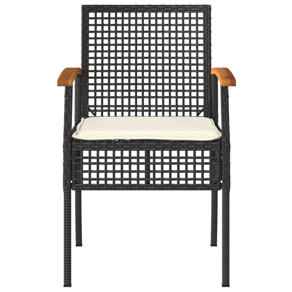 vidaXL 4-piece Garden Lounge Set with Cushions Black Poly Rattan