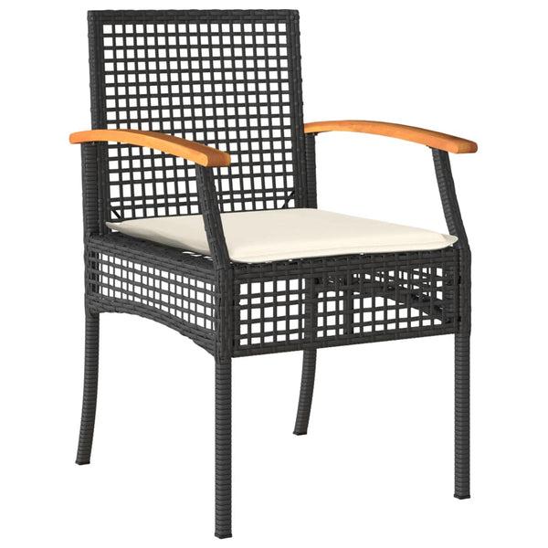 vidaXL 4-piece Garden Lounge Set with Cushions Black Poly Rattan