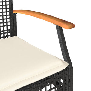 vidaXL 4-piece Garden Lounge Set with Cushions Black Poly Rattan
