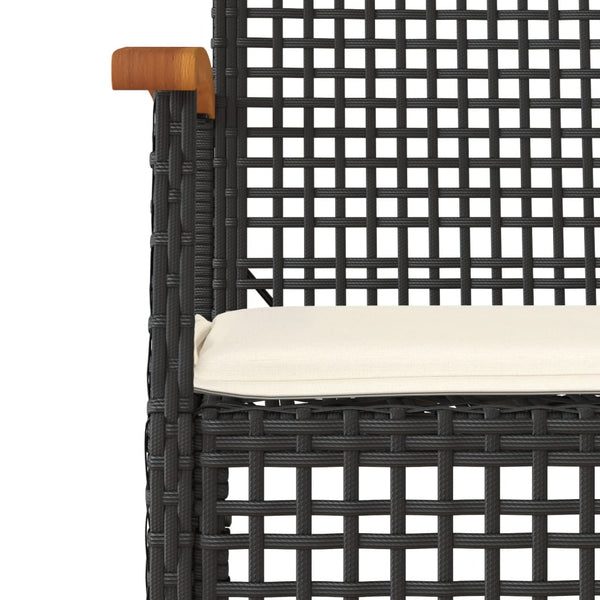 vidaXL 4-piece Garden Lounge Set with Cushions Black Poly Rattan