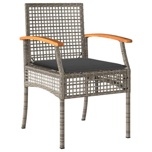 vidaXL 4-Piece Garden Lounge Set with Cushions Grey Poly Rattan