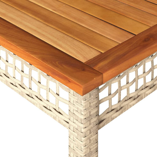 vidaXL Garden Table Beige 140x80x75 cm Poly Rattan Acacia Wood
