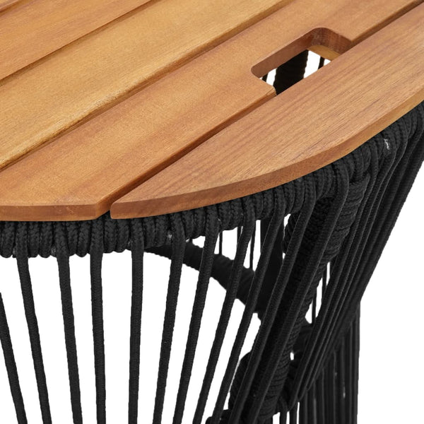 vidaXL Garden Side Tables 2 pcs. with Wooden Top Black Poly Rattan