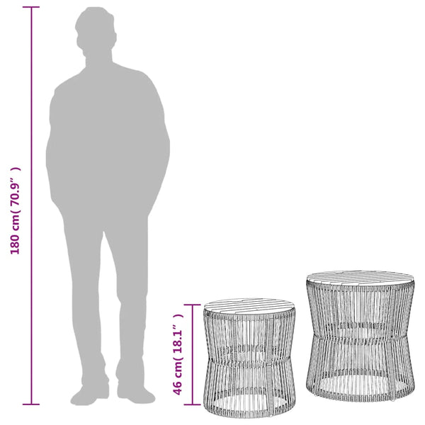 vidaXL Garden Side Tables 2 pcs. with Wooden Top Black Poly Rattan