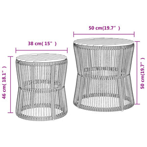 vidaXL Garden Side Tables 2 pcs. with Wooden Top Black Poly Rattan
