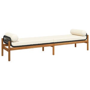 vidaXL Garden Bench with Cushions Black Poly Rattan Acacia