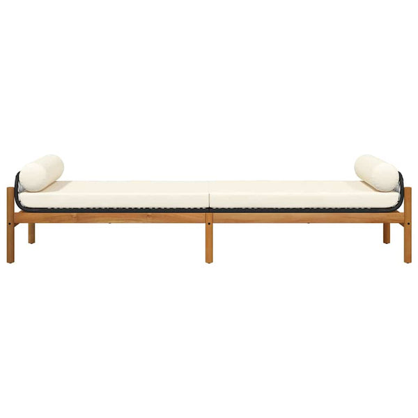 vidaXL Garden Bench with Cushions Black Poly Rattan Acacia