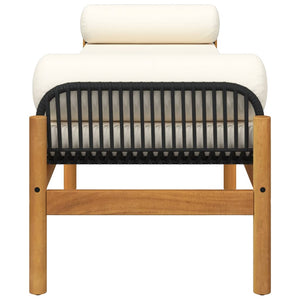 vidaXL Garden Bench with Cushions Black Poly Rattan Acacia