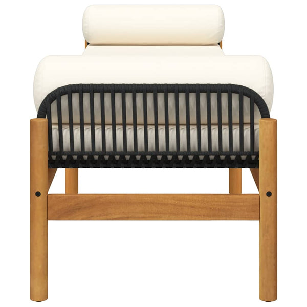 vidaXL Garden Bench with Cushions Black Poly Rattan Acacia