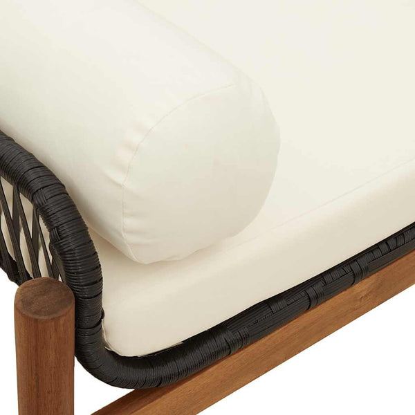 vidaXL Garden Bench with Cushions Black Poly Rattan Acacia