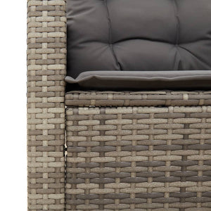 vidaXL 3-Piece Bistro Set with Cushions Grey Poly Rattan Acacia Wood