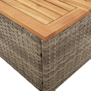 vidaXL 3-Piece Bistro Set with Cushions Grey Poly Rattan Acacia Wood