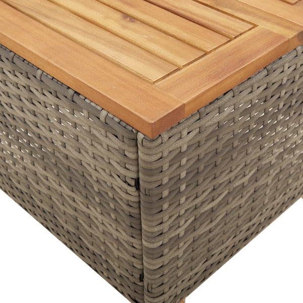 vidaXL 3-Piece Bistro Set with Cushions Grey Poly Rattan Acacia Wood