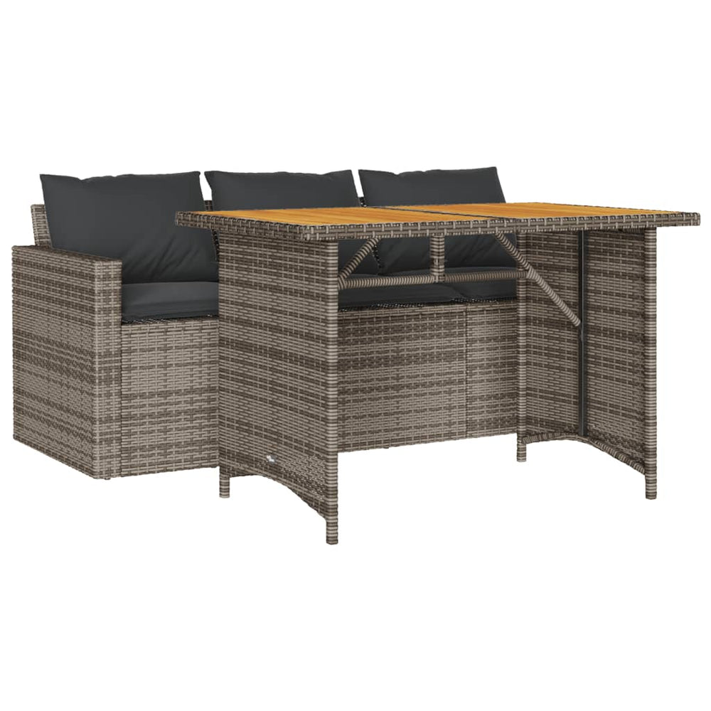 2-tlg. Garten Essgruppe Grau Poly Rattan