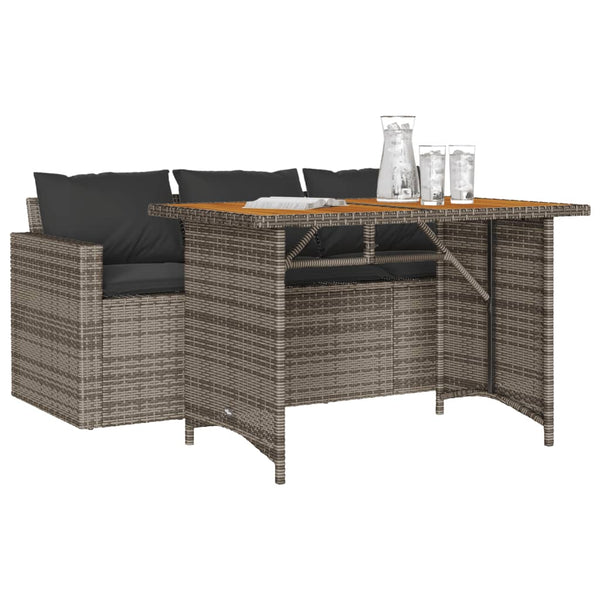 2-tlg. Garten Essgruppe Grau Poly Rattan