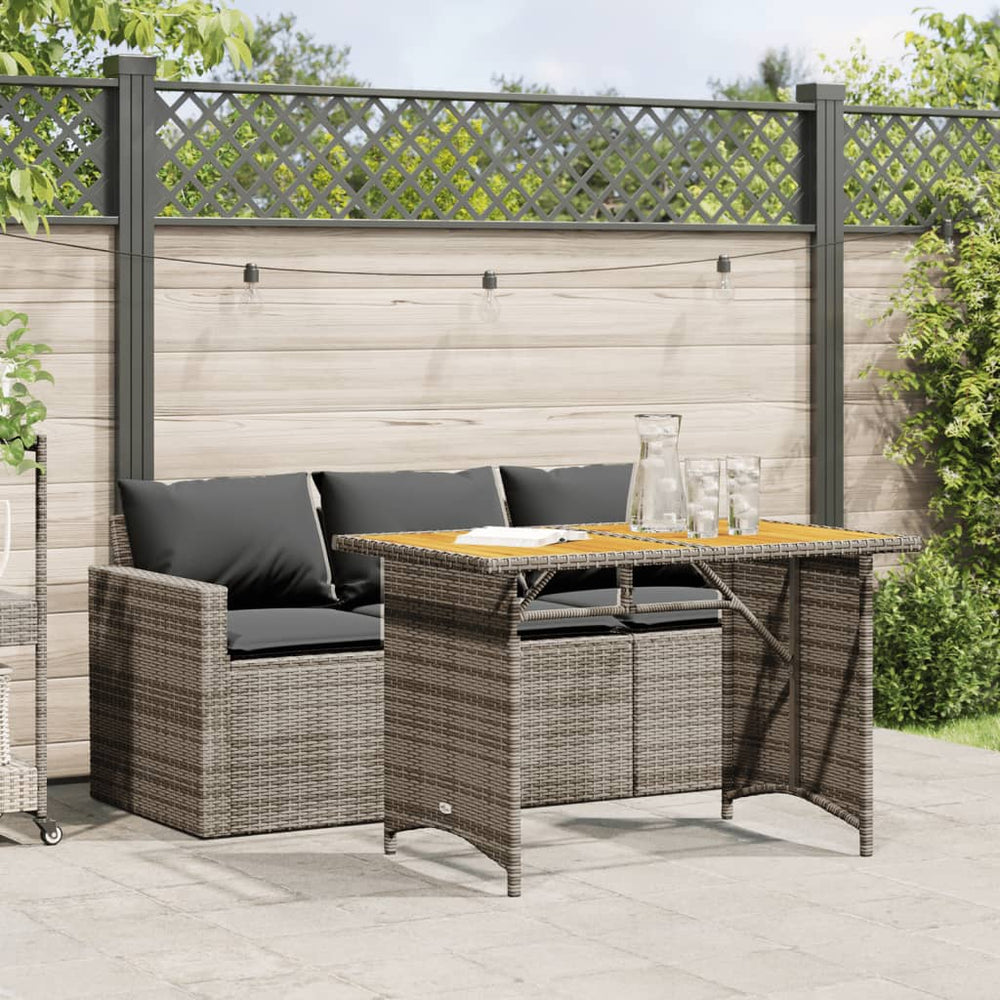 2-tlg. Garten Essgruppe Grau Poly Rattan