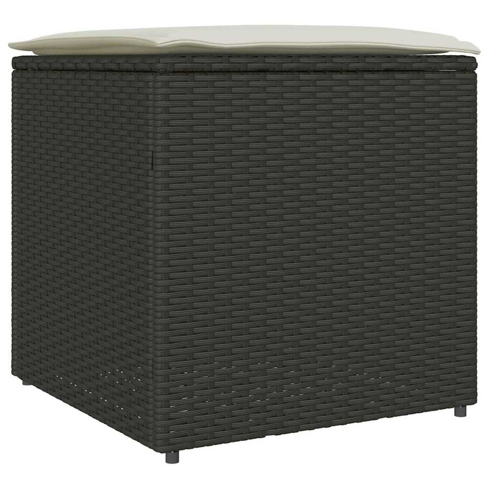 vidaXL Storage Box with Cushion Black 50 x 50 x 50 cm Poly Rattan