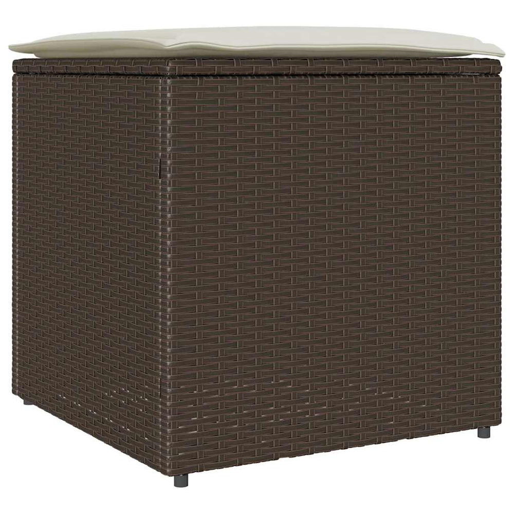 vidaXL Cushion Box with Storage Brown 50 x 50 x 50 cm Poly Rattan
