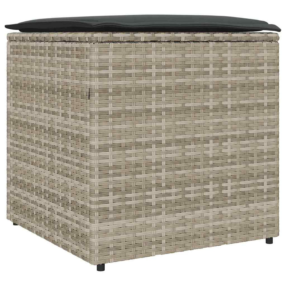 vidaXL Storage Cushion Box Light Grey 50 x 50 x 50 cm Poly Rattan