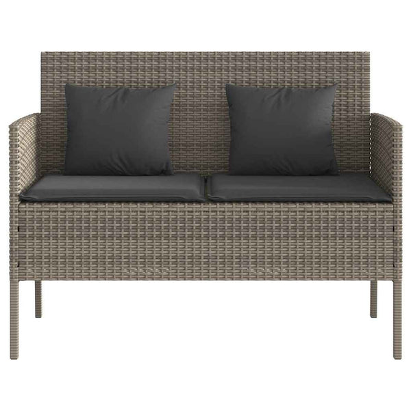 vidaXL Garden Bench with Cushions Grey Poly Rattan