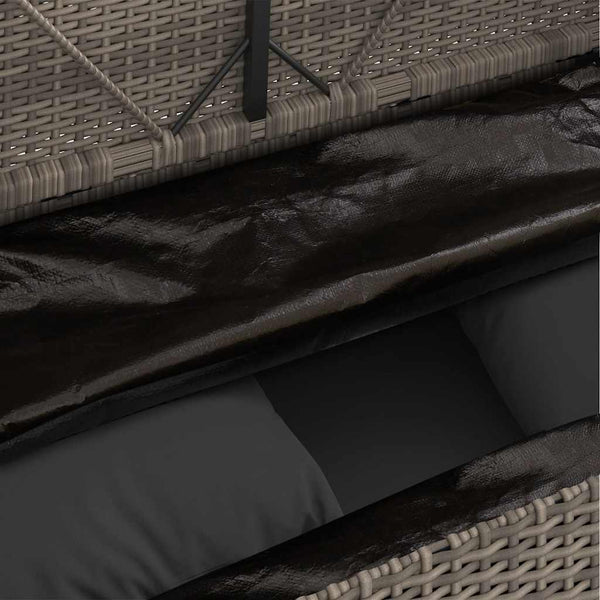 vidaXL Garden Bench with Cushions Grey Poly Rattan