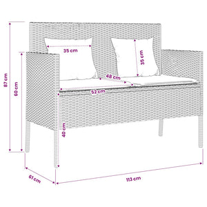 vidaXL Garden Bench with Cushions Grey Poly Rattan