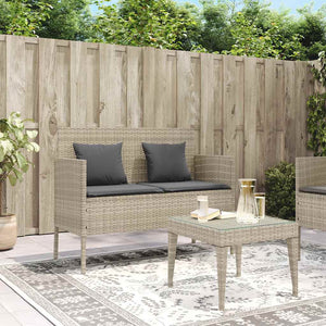vidaXL Garden Bench with Cushions Light Gray Poly Rattan