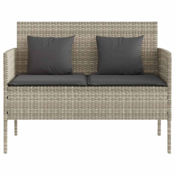 vidaXL Garden Bench with Cushions Light Gray Poly Rattan