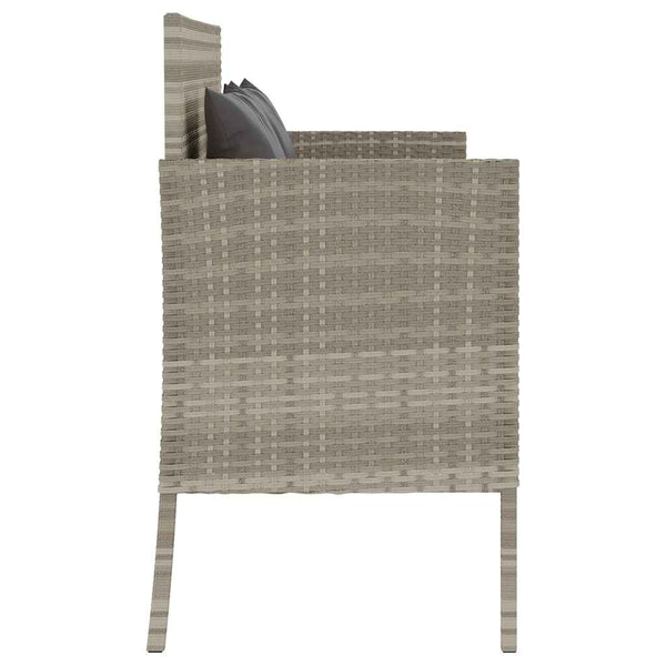 vidaXL Garden Bench with Cushions Light Gray Poly Rattan