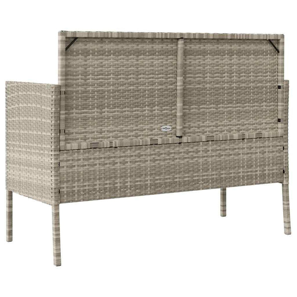 vidaXL Garden Bench with Cushions Light Gray Poly Rattan