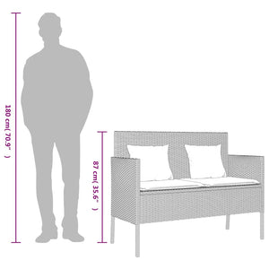 vidaXL Garden Bench with Cushions Light Gray Poly Rattan