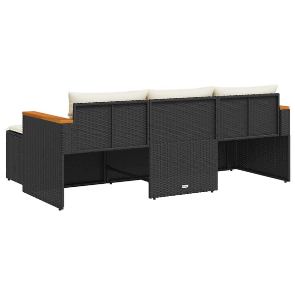 vidaXL 3-Piece Garden Sofa Set with Cushions Black Poly Rattan